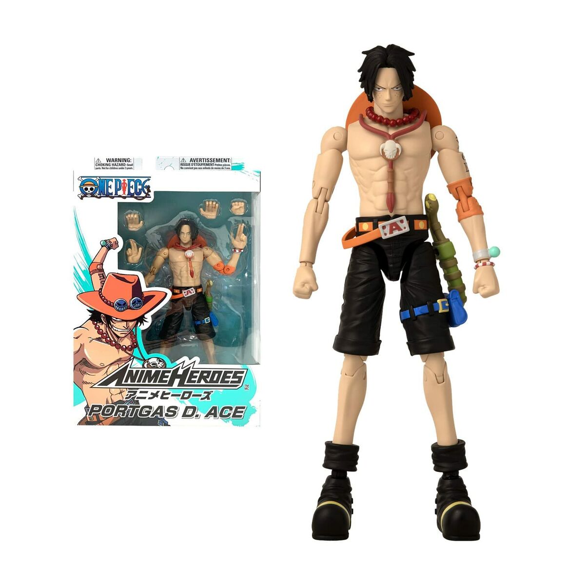 Action Figure One Piece Bandai Anime Heroes: Portgas D. Ace 17 cm-0